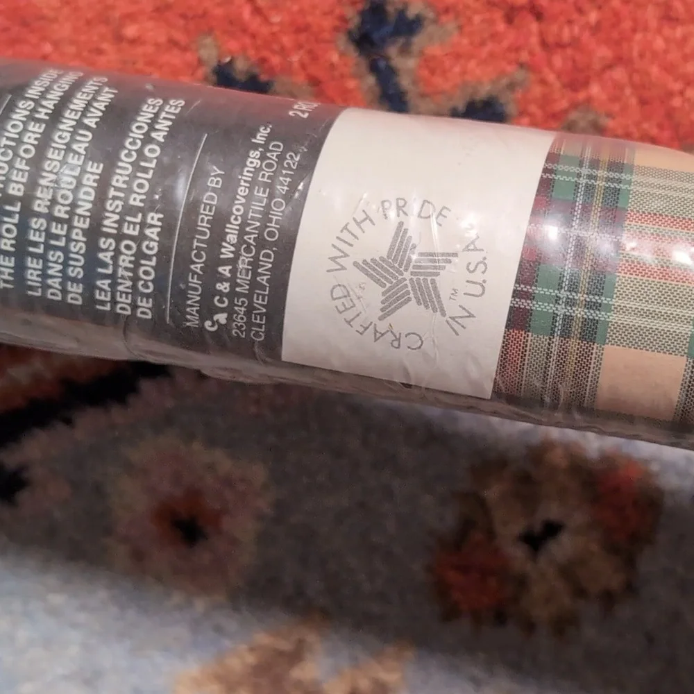 New Country Gear Plaid Prepasted Vinyl Wallpaper GC6141 Green Red Tan 33ft